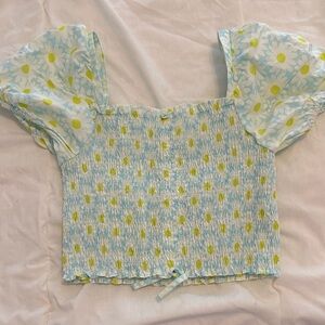 Zara Kids Blue and Yellow Floral Blouse